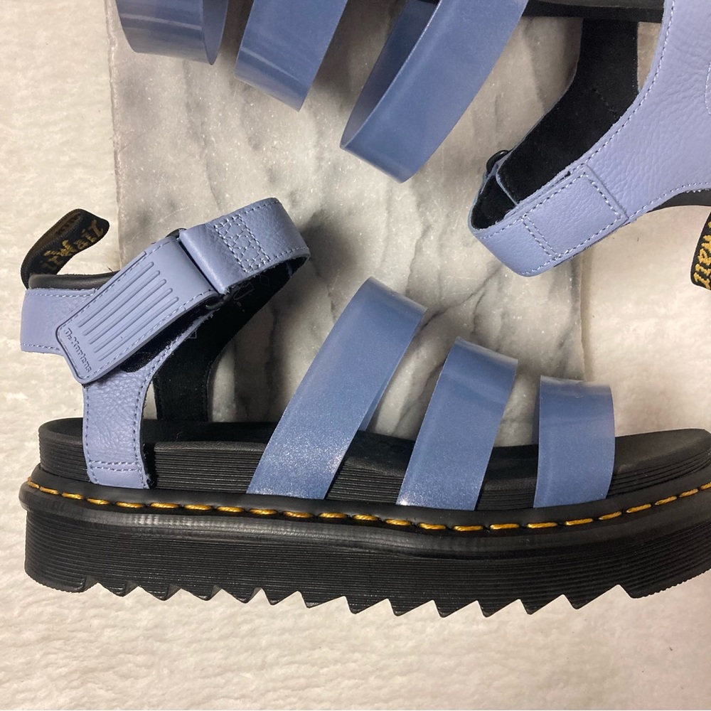 SOLD Dr.Martens Blaire Jelly Glitter Leather Strap Sandals Chunky Sole Blue - Picture 12 of 14